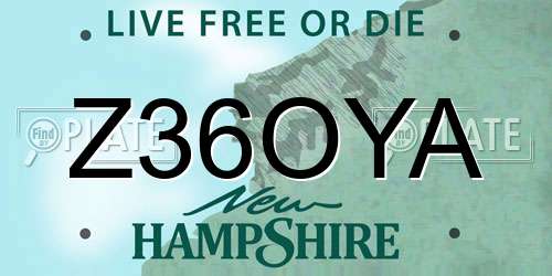 Z36OYA New Hampshire License Plate