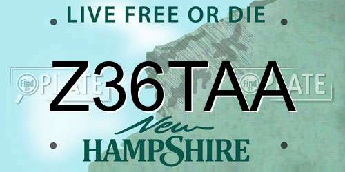 Z36TAA New Hampshire License Plate