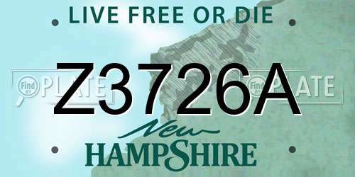 Z3726A New Hampshire License Plate