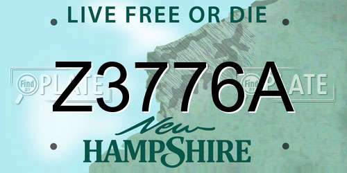 Z3776A New Hampshire License Plate
