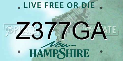 Z377GA New Hampshire License Plate