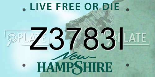 Z3783I New Hampshire License Plate