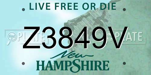 Z3849V New Hampshire License Plate