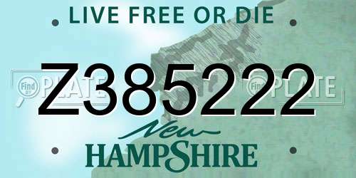 Z385222 New Hampshire License Plate