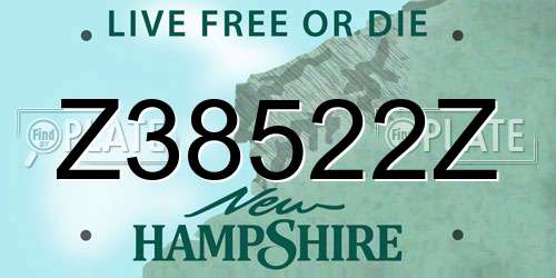 Z38522Z New Hampshire License Plate