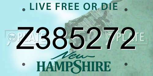 Z385272 New Hampshire License Plate