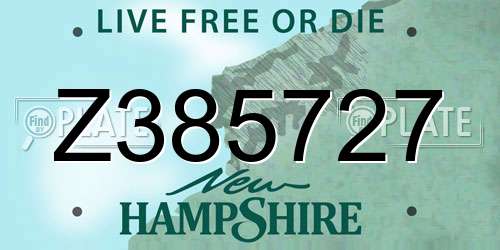 Z385727 New Hampshire License Plate