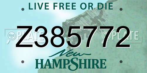 Z385772 New Hampshire License Plate