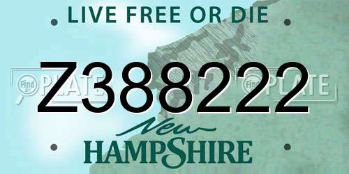 Z388222 New Hampshire License Plate