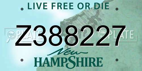 Z388227 New Hampshire License Plate