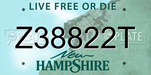 Z38822T New Hampshire License Plate