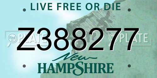 Z388277 New Hampshire License Plate