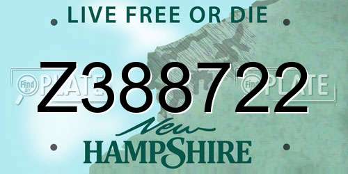 Z388722 New Hampshire License Plate