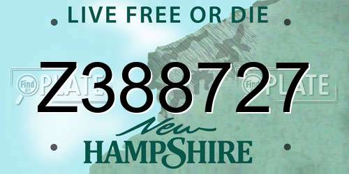 Z388727 New Hampshire License Plate
