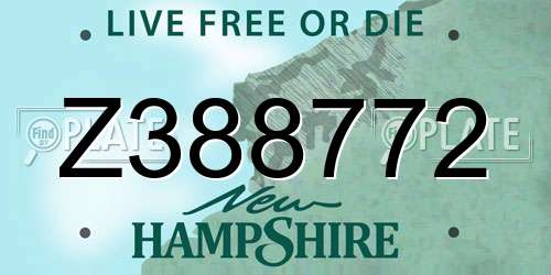 Z388772 New Hampshire License Plate
