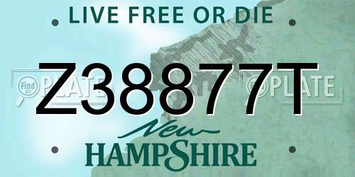 Z38877T New Hampshire License Plate