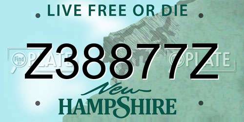 Z38877Z New Hampshire License Plate