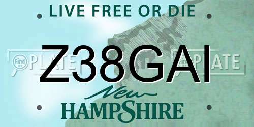 Z38GAI New Hampshire License Plate