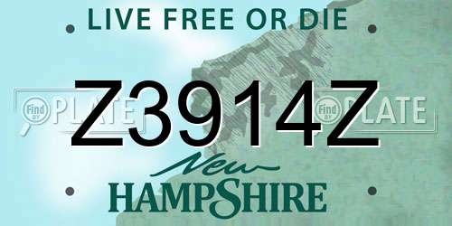 Z3914Z New Hampshire License Plate