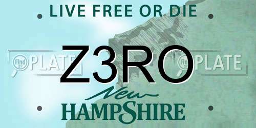 Z3RO New Hampshire License Plate