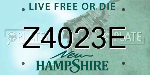 Z4023E New Hampshire License Plate