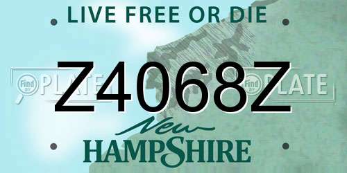 Z4068Z New Hampshire License Plate
