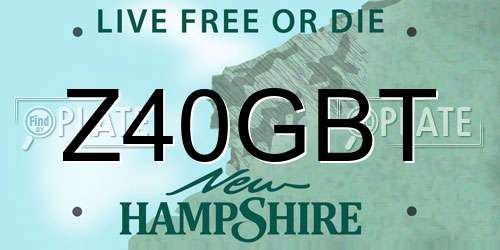 Z40GBT New Hampshire License Plate