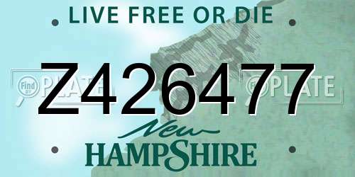 Z426477 New Hampshire License Plate