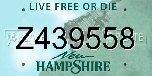 Z439558 New Hampshire License Plate