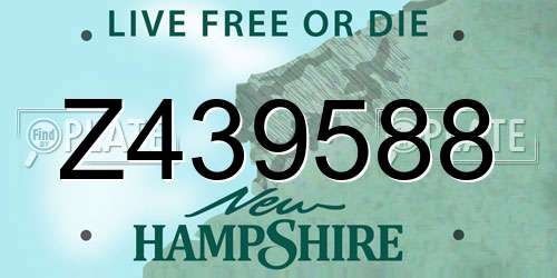 Z439588 New Hampshire License Plate