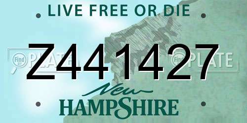 Z441427 New Hampshire License Plate