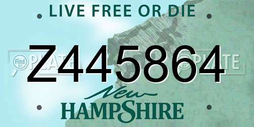 Z445864 New Hampshire License Plate