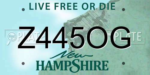 Z445OG New Hampshire License Plate