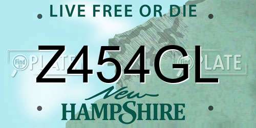 Z454GL New Hampshire License Plate