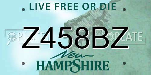 Z458BZ New Hampshire License Plate