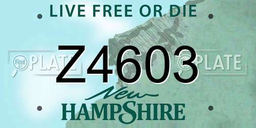 Z4603 New Hampshire License Plate