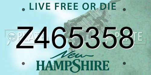 Z465358 New Hampshire License Plate