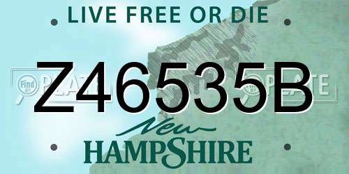 Z46535B New Hampshire License Plate