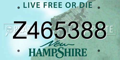 Z465388 New Hampshire License Plate