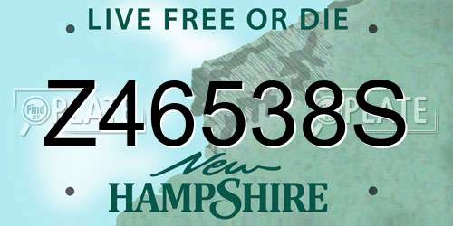 Z46538S New Hampshire License Plate