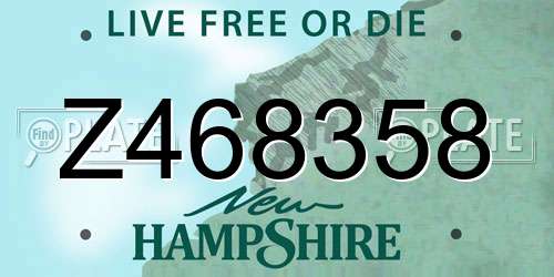 Z468358 New Hampshire License Plate