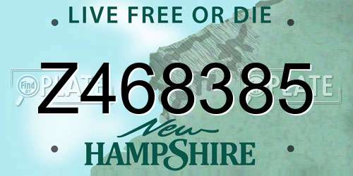 Z468385 New Hampshire License Plate