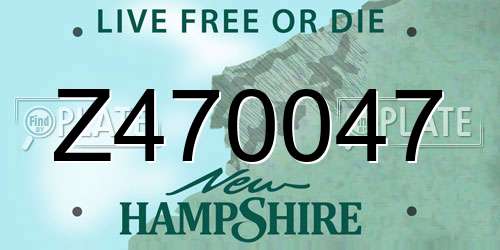 Z470047 New Hampshire License Plate