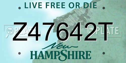 Z47642T New Hampshire License Plate