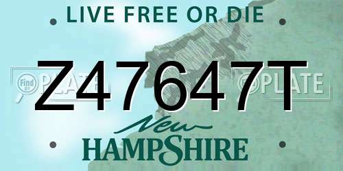 Z47647T New Hampshire License Plate