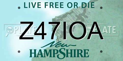 Z47IOA New Hampshire License Plate