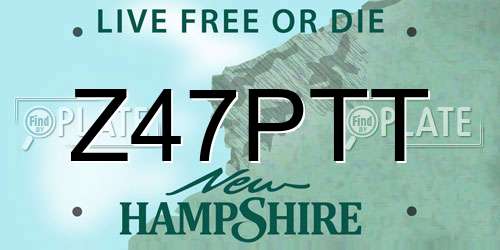 Z47PTT New Hampshire License Plate