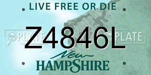 Z4846L New Hampshire License Plate