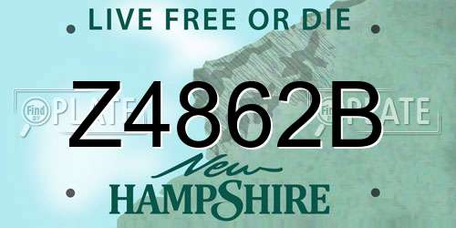 Z4862B New Hampshire License Plate