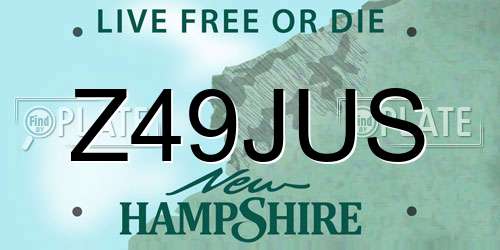 Z49JUS New Hampshire License Plate